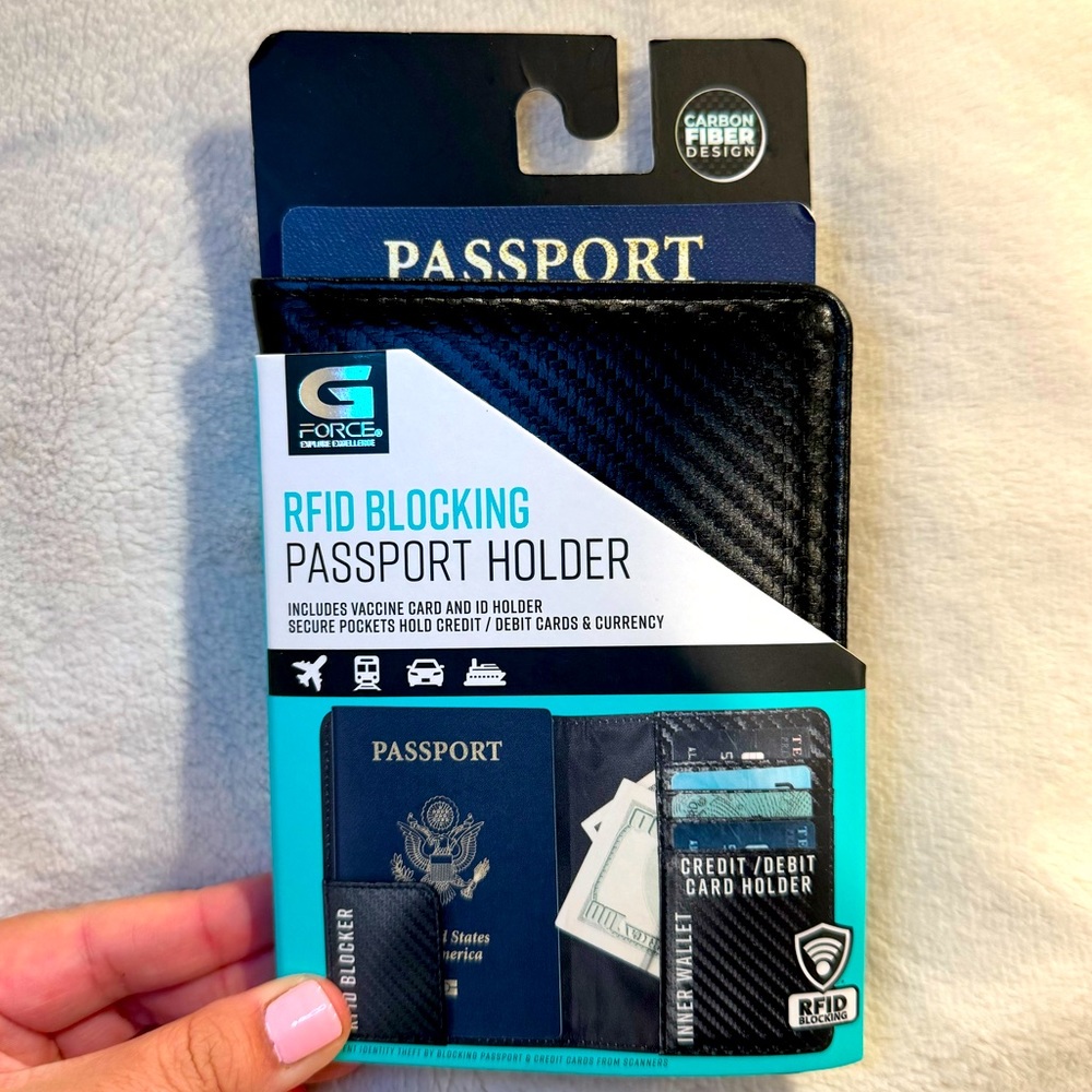 Black RFID blocking passport holder